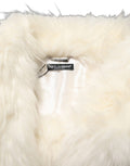 Dolce & Gabbana White Faux Fur Long Sleeves Coat Jacket