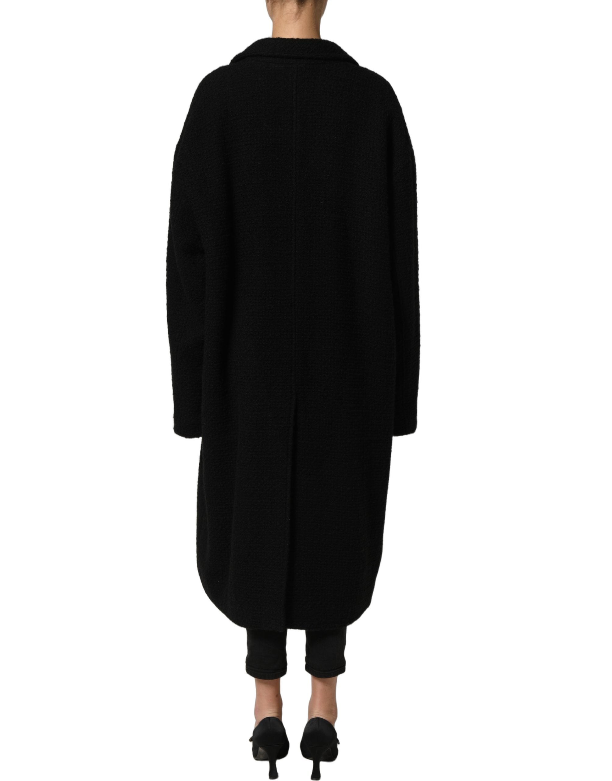 Dolce & Gabbana Black Double Breasted Men Trench Coat Jacket