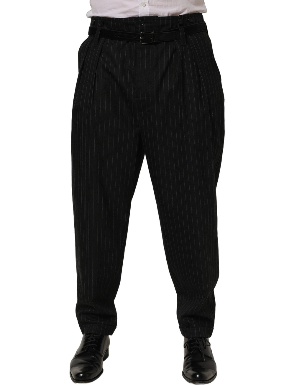 Dolce & Gabbana Black Pinstripe Wool Men Dress Trouser Pants