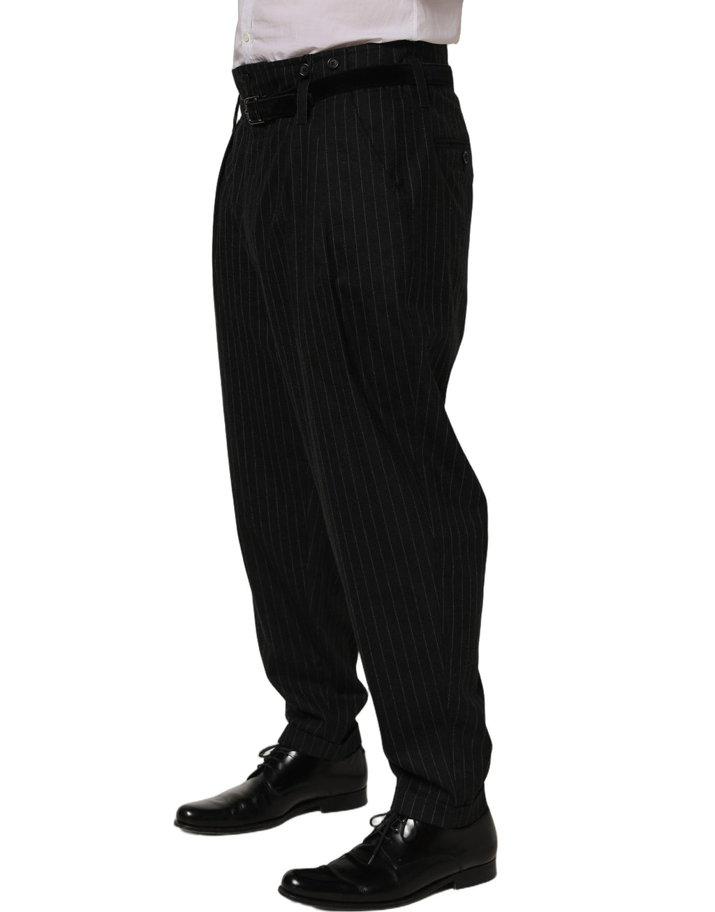 Dolce & Gabbana Black Pinstripe Wool Men Dress Trouser Pants