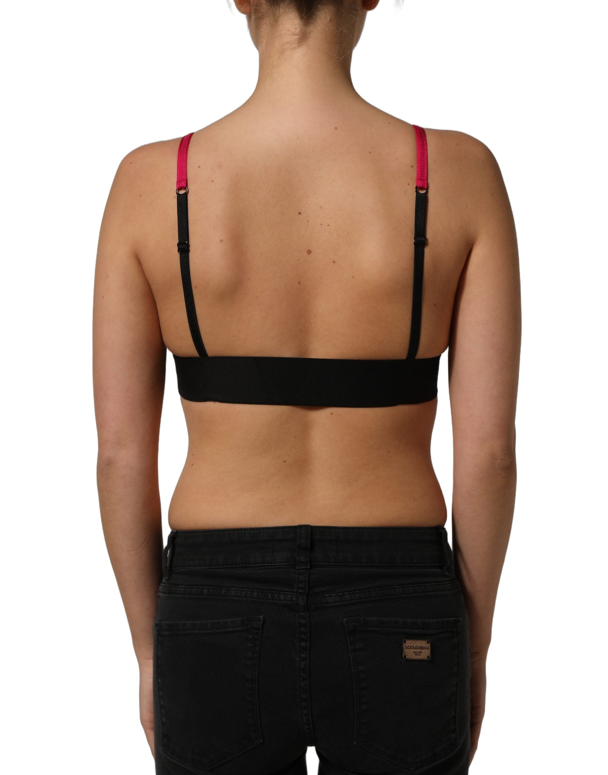Dolce & Gabbana Pink Crystal Embellished Bralette Crop Top
