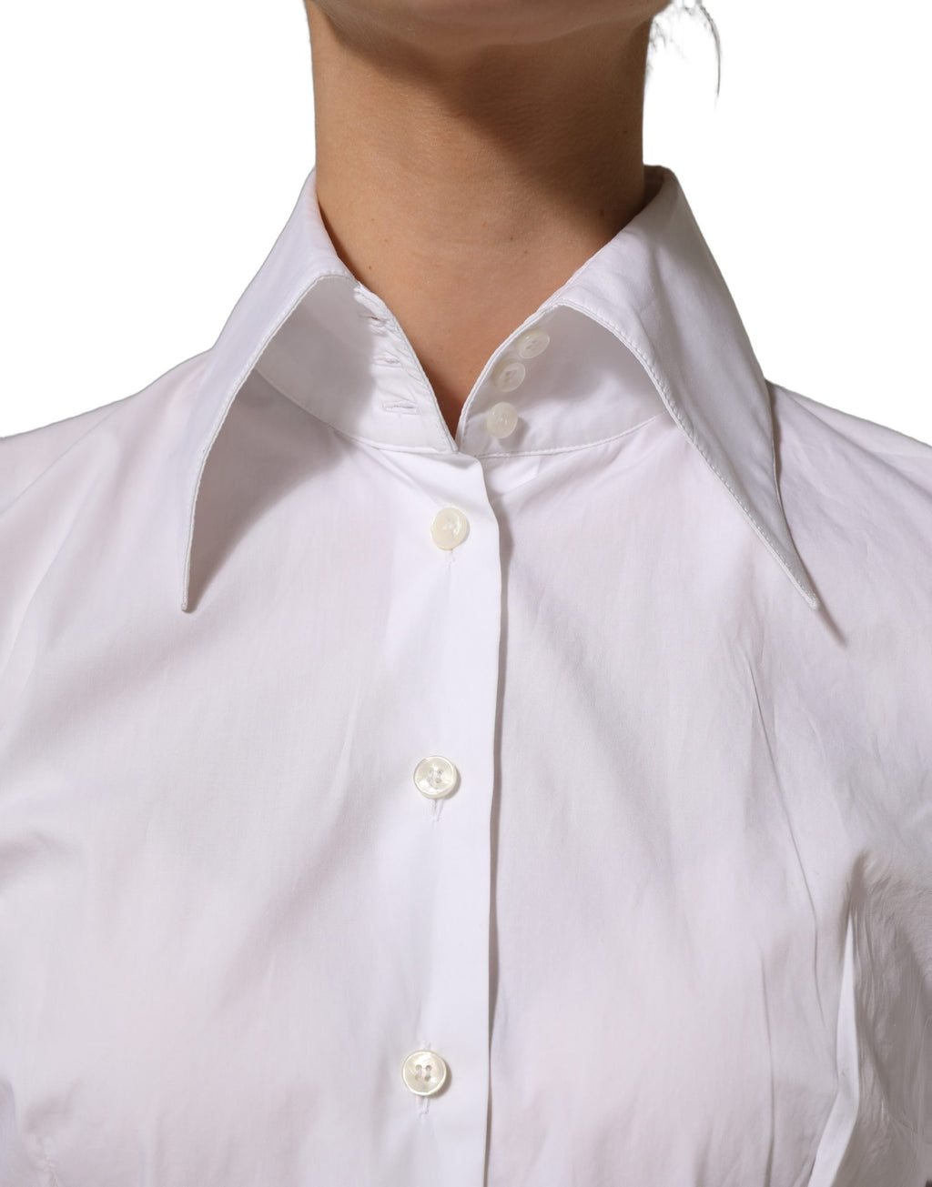 Dolce & Gabbana White Collared Long Sleeves Dress Shirt Top