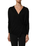 Dolce & Gabbana Black Silk Long Sleeves Draped Blouse Top