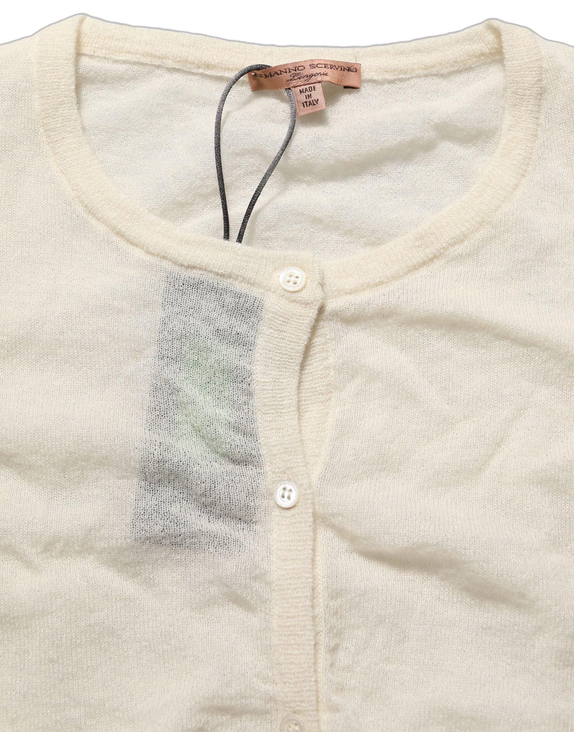 Ermanno Scervino White Knit Cropped Wool Cardigan Sweater