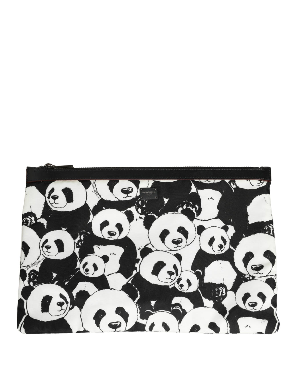 Dolce & Gabbana Black White Panda Print Nylon Clutch Men Pouch Borse Bag