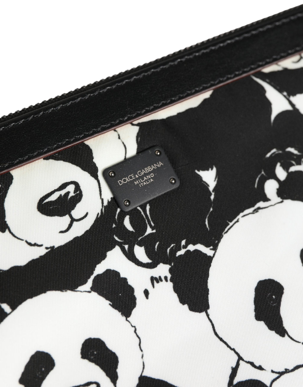 Dolce & Gabbana Black White Panda Print Nylon Clutch Men Pouch Borse Bag