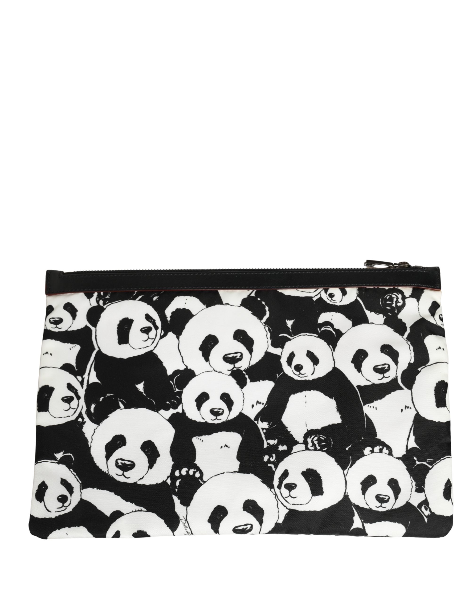 Dolce & Gabbana Black White Panda Print Nylon Clutch Men Pouch Borse Bag