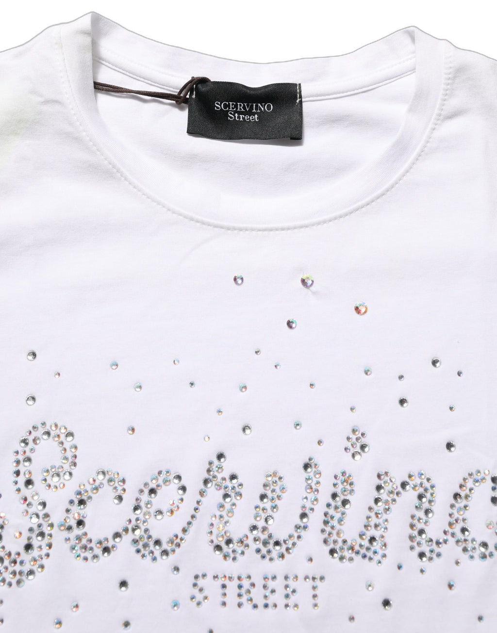 Scervino Street White Crew Neck Short Sleeves Embellished T-shirt