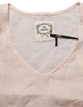 PINK MEMORIES Light Pink Linen V-Neck Long Sleeves Blouse Top
