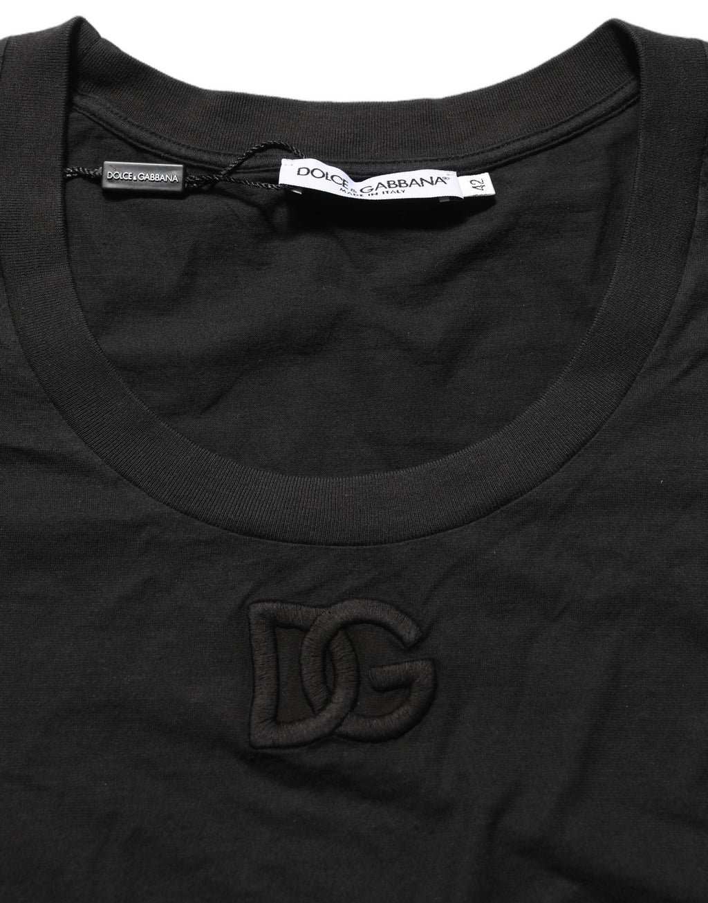 Dolce & Gabbana Black DG Logo Cotton Round Neck Tee T-shirt