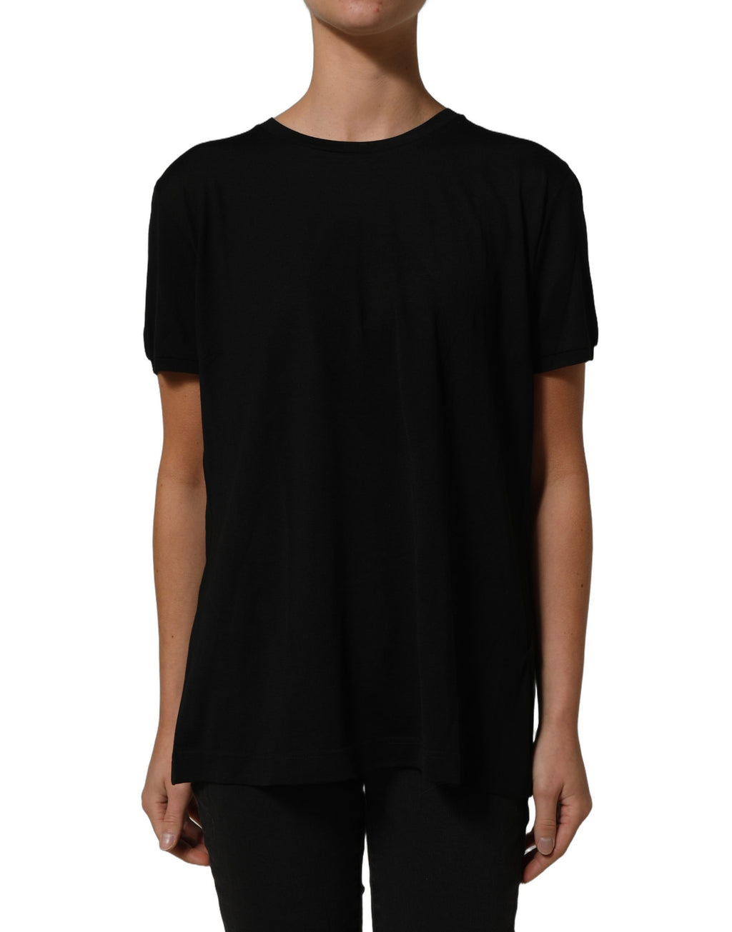 Dolce & Gabbana Black Wool Crew Neck Short Sleeves T-shirt