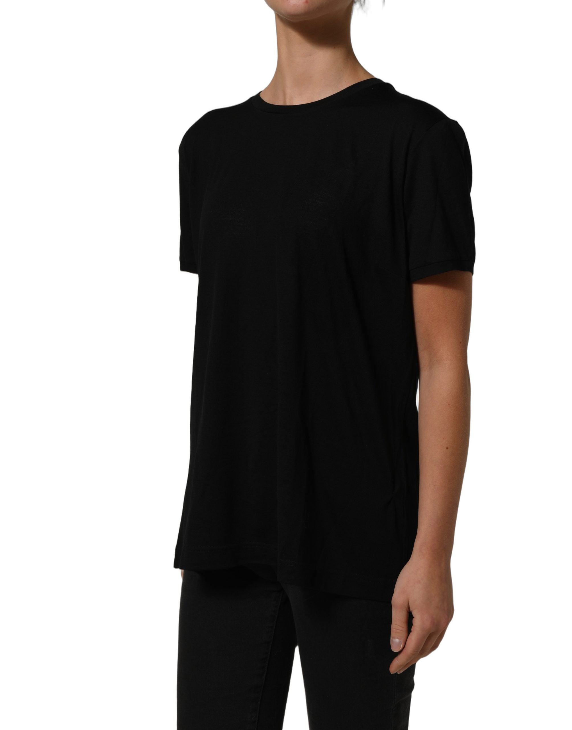 Dolce & Gabbana Black Wool Crew Neck Short Sleeves T-shirt