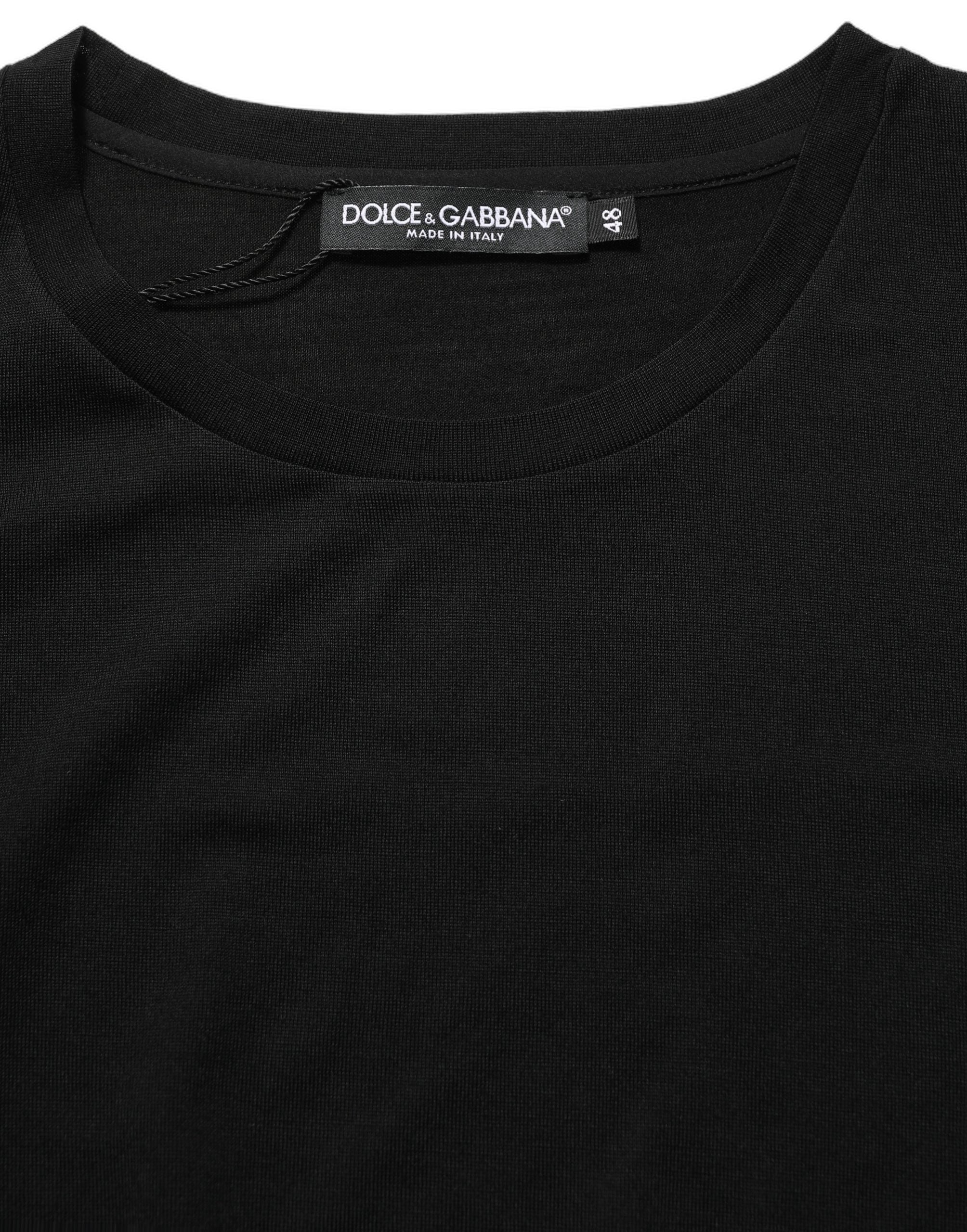 Dolce & Gabbana Black Wool Crew Neck Short Sleeves T-shirt