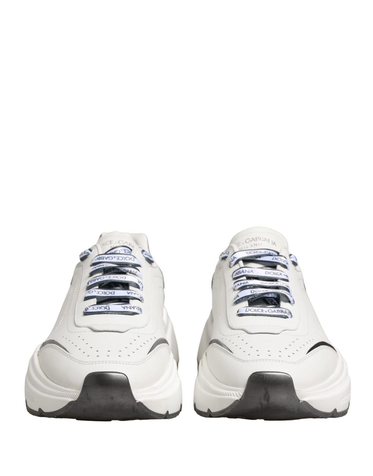 Dolce & Gabbana White Silver Daymaster Low Top Men Sneakers Shoes
