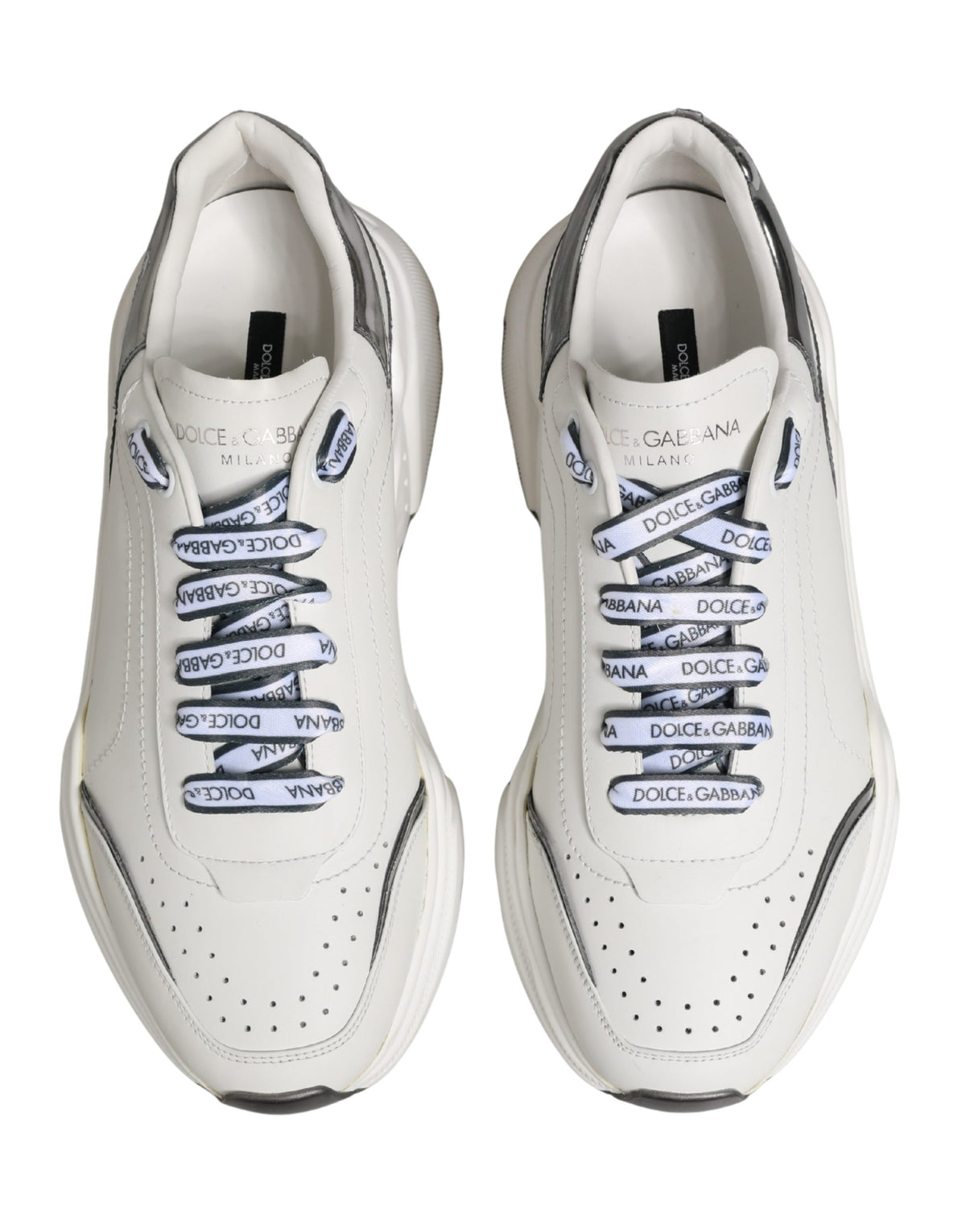 Dolce & Gabbana White Silver Daymaster Low Top Men Sneakers Shoes