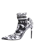 Dolce & Gabbana White Graffiti Stretch Ankle Boots Shoes