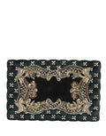 Dolce & Gabbana Black Velvet Gold Frame Clutch Evening Clutch Purse Bag