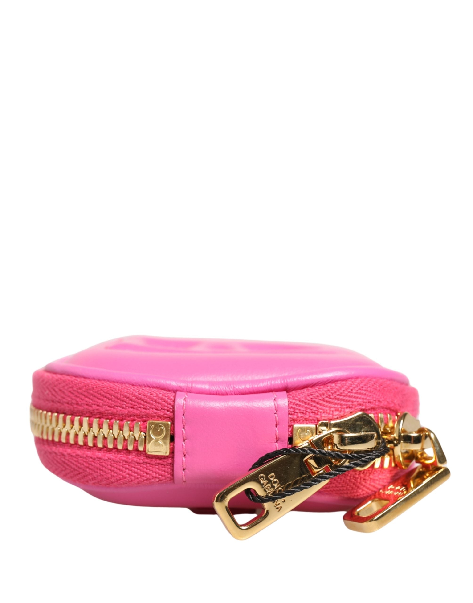 Dolce & Gabbana Pink Lamb Leather Embossed Logo Holder Airpod Case