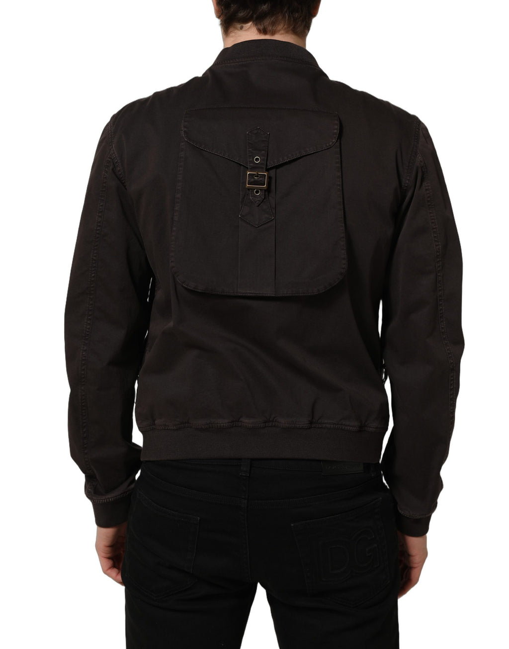 Dolce & Gabbana Brown Cotton Full Zip Men Bomber Jacket