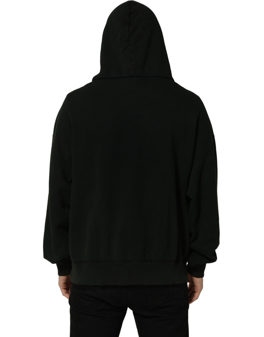 Dolce & Gabbana Black Cotton Hooded Men Sweatshirt Sweater