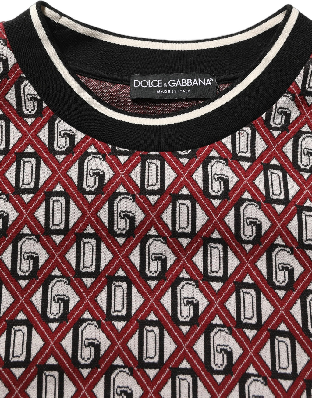 Dolce & Gabbana Red Logo Cotton Jacquard Sweatshirt Sweater