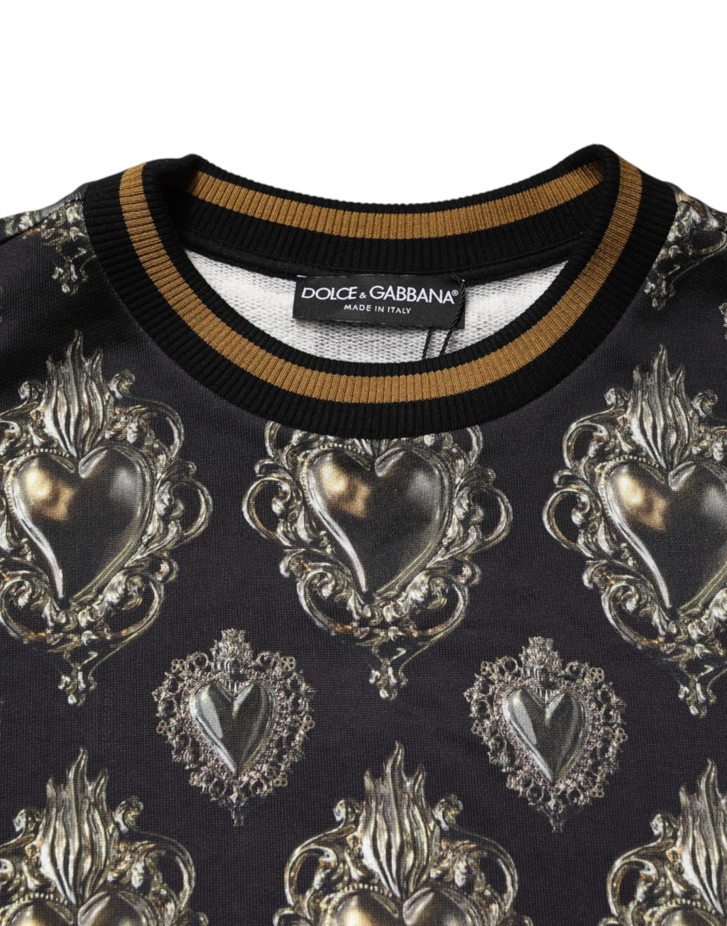 Dolce & Gabbana Black Sacred Heart Cotton Sweatshirt Sweater