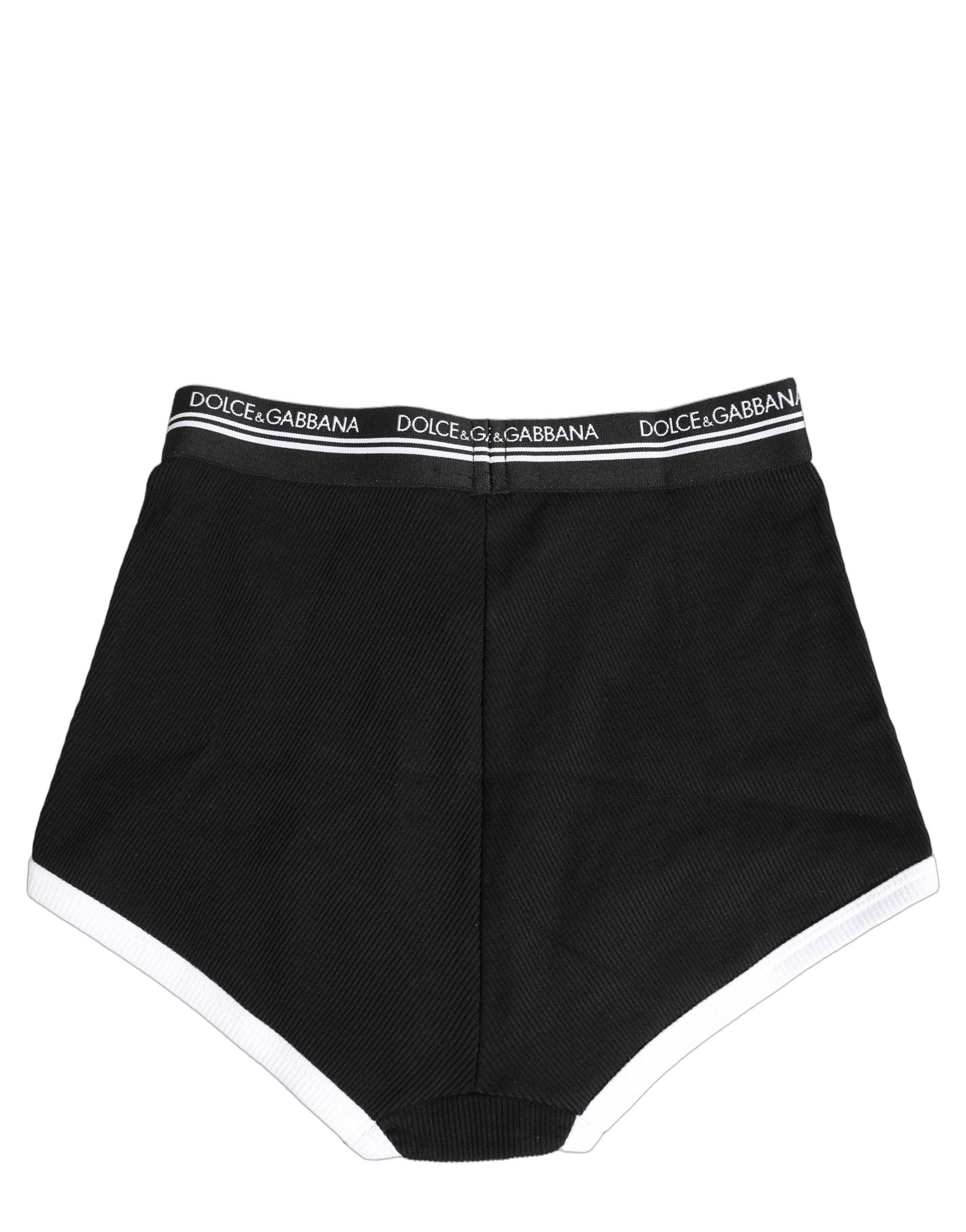 Dolce & Gabbana Black White Logo Waistband Coulotte Panty Underwear