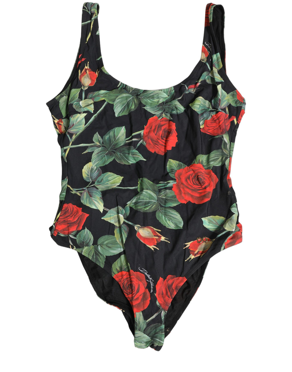 Dolce & Gabbana Black Floral Print One Piece Swimsuit Swimwear