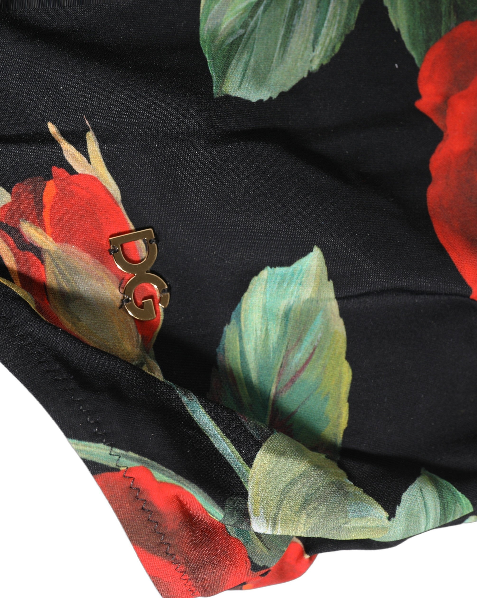 Dolce & Gabbana Black Floral Print One Piece Swimsuit Swimwear