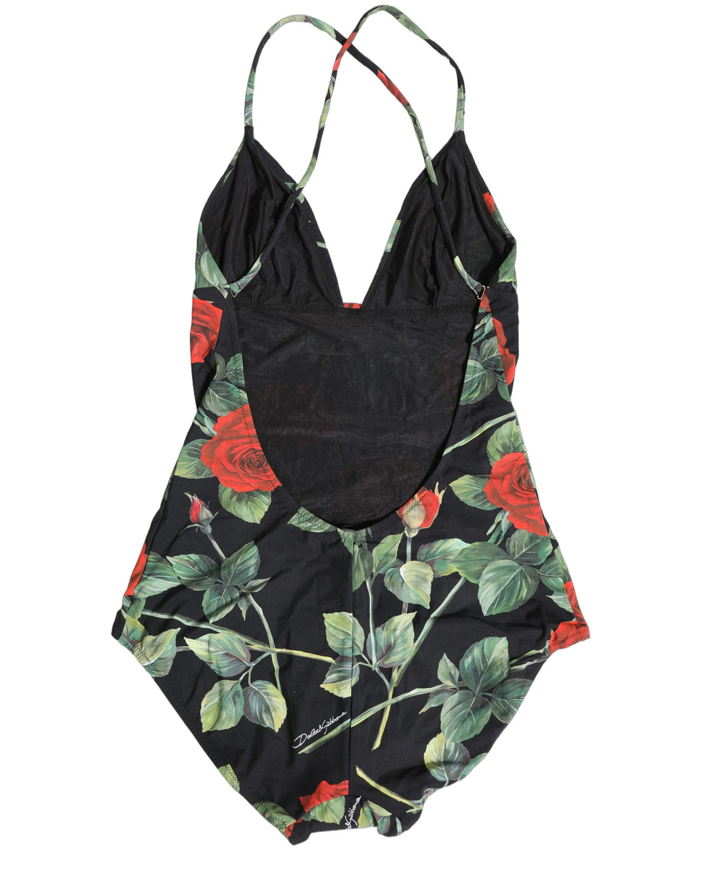 Dolce & Gabbana Black Floral Print One Piece Swimsuit Swimwear