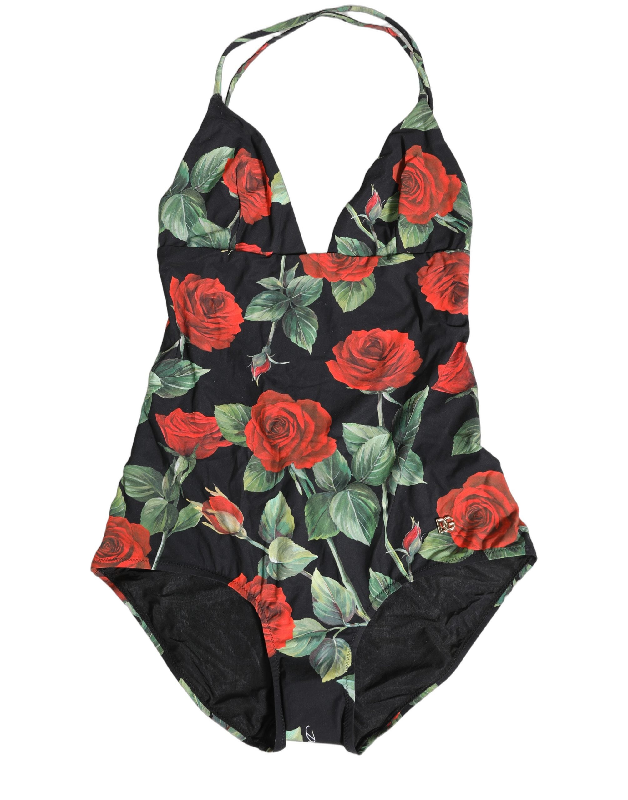 Dolce & Gabbana Black Floral Print One Piece Swimsuit Swimwear