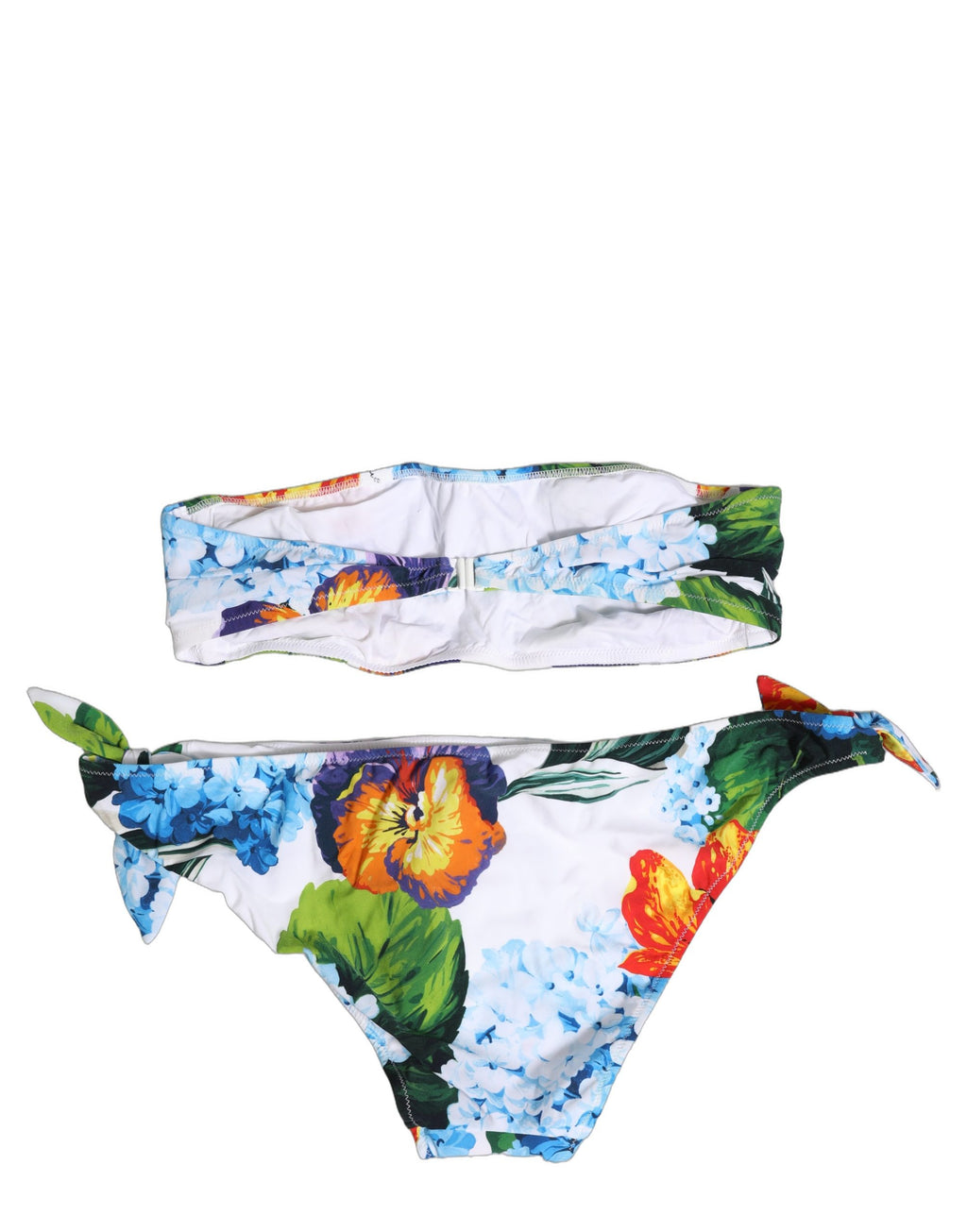 Dolce & Gabbana White Floral Bandeau Brief Two Piece Swimwear
