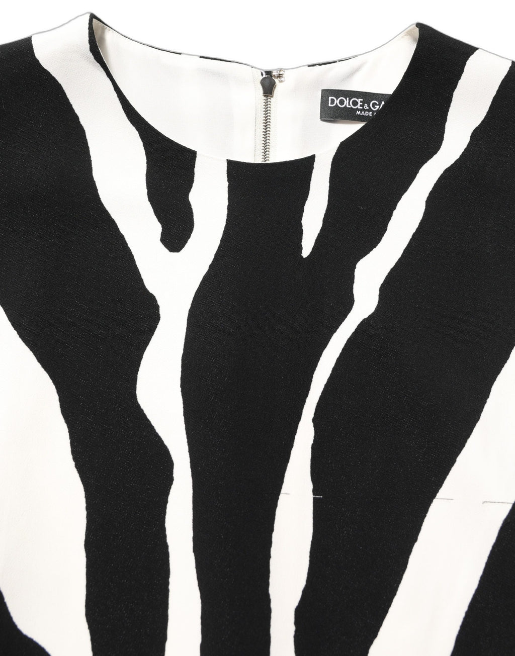 Dolce & Gabbana Black White Zebra Print Viscose Mini Dress