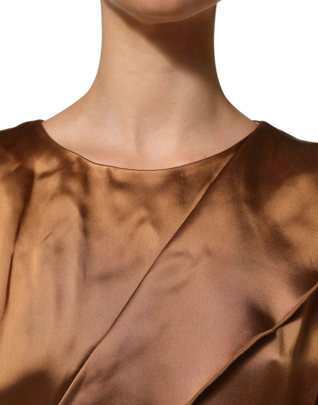 Emporio Armani Brown Satin Acetate Wrap Sheath Mini Belted Dress
