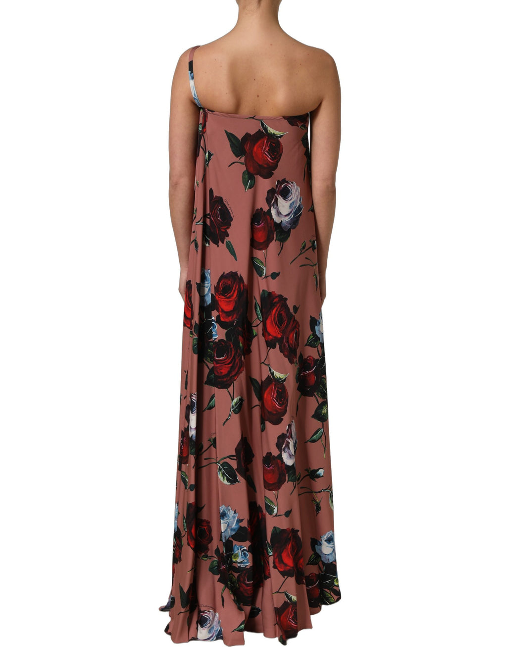 Dolce & Gabbana Dusty Pink Silk Floral OneShoulder Maxi Dress