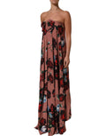 Dolce & Gabbana Dusty Pink Silk Floral Strapless Maxi Dress