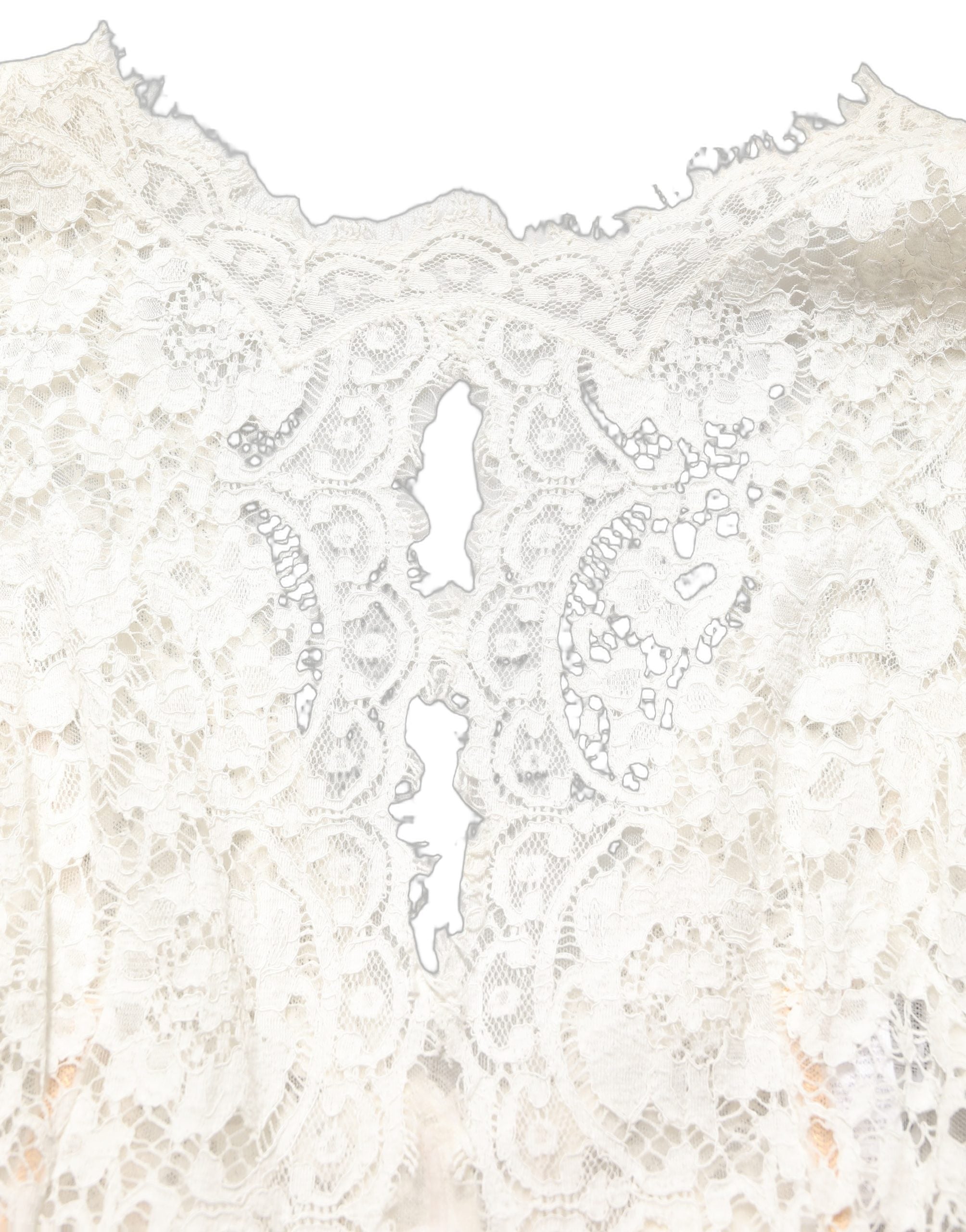 Dolce & Gabbana White Lace Viscose Sheath Long Gown Dress