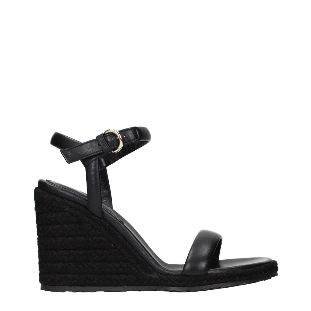 Gianvito Rossi Black Leather Wedge Sandals