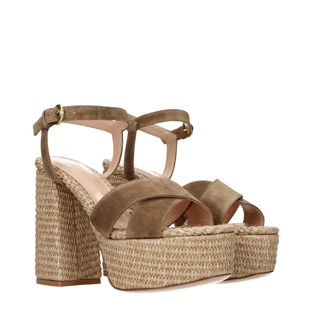 Gianvito Rossi Brown Leather Platform Sandals