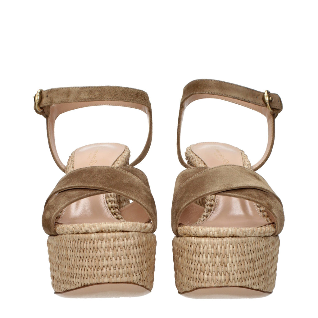 Gianvito Rossi Brown Leather Platform Sandals