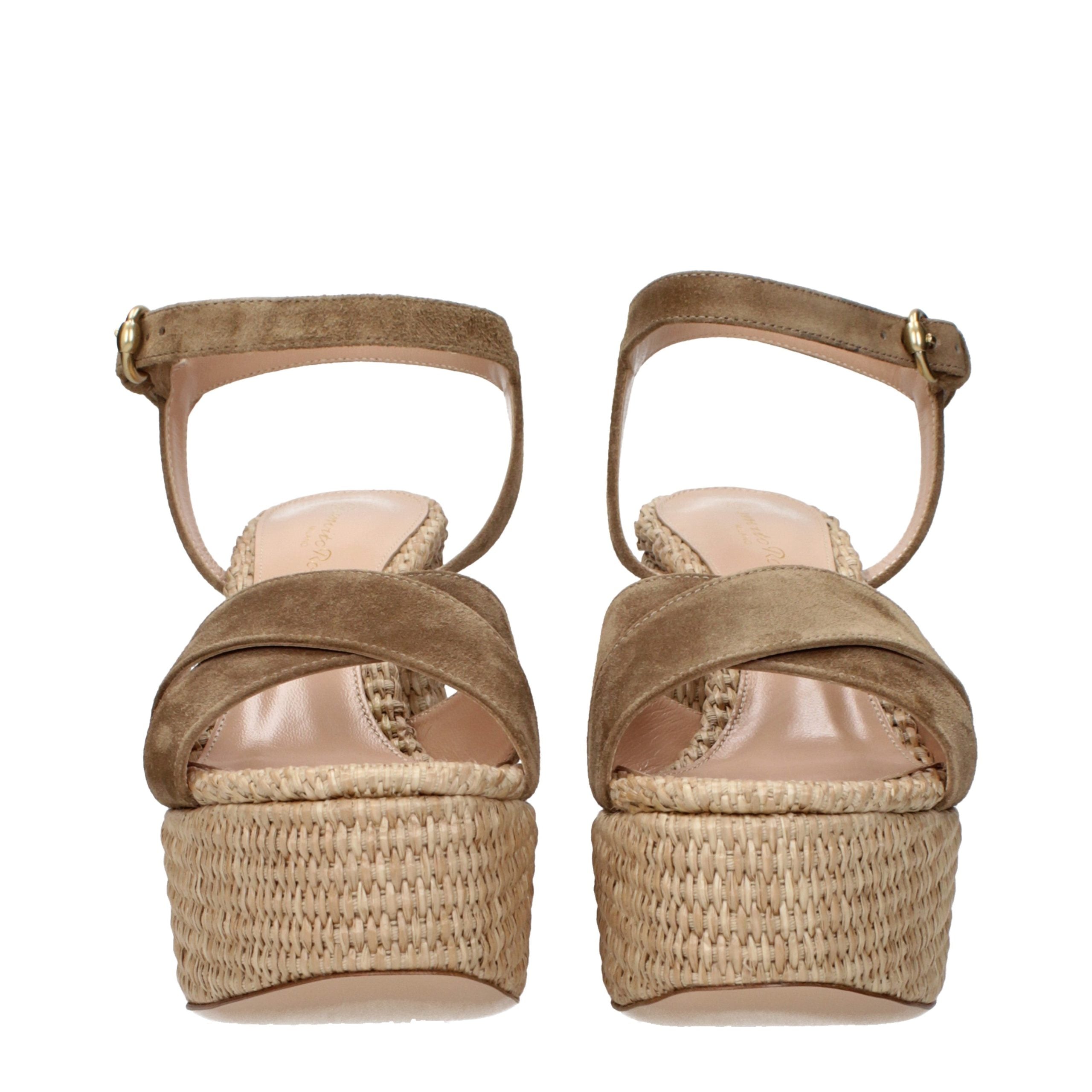 Gianvito Rossi Brown Leather Platform Sandals