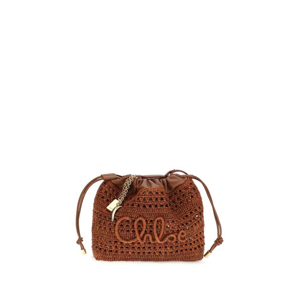Chloé Brown Raffia Shoulder Bag