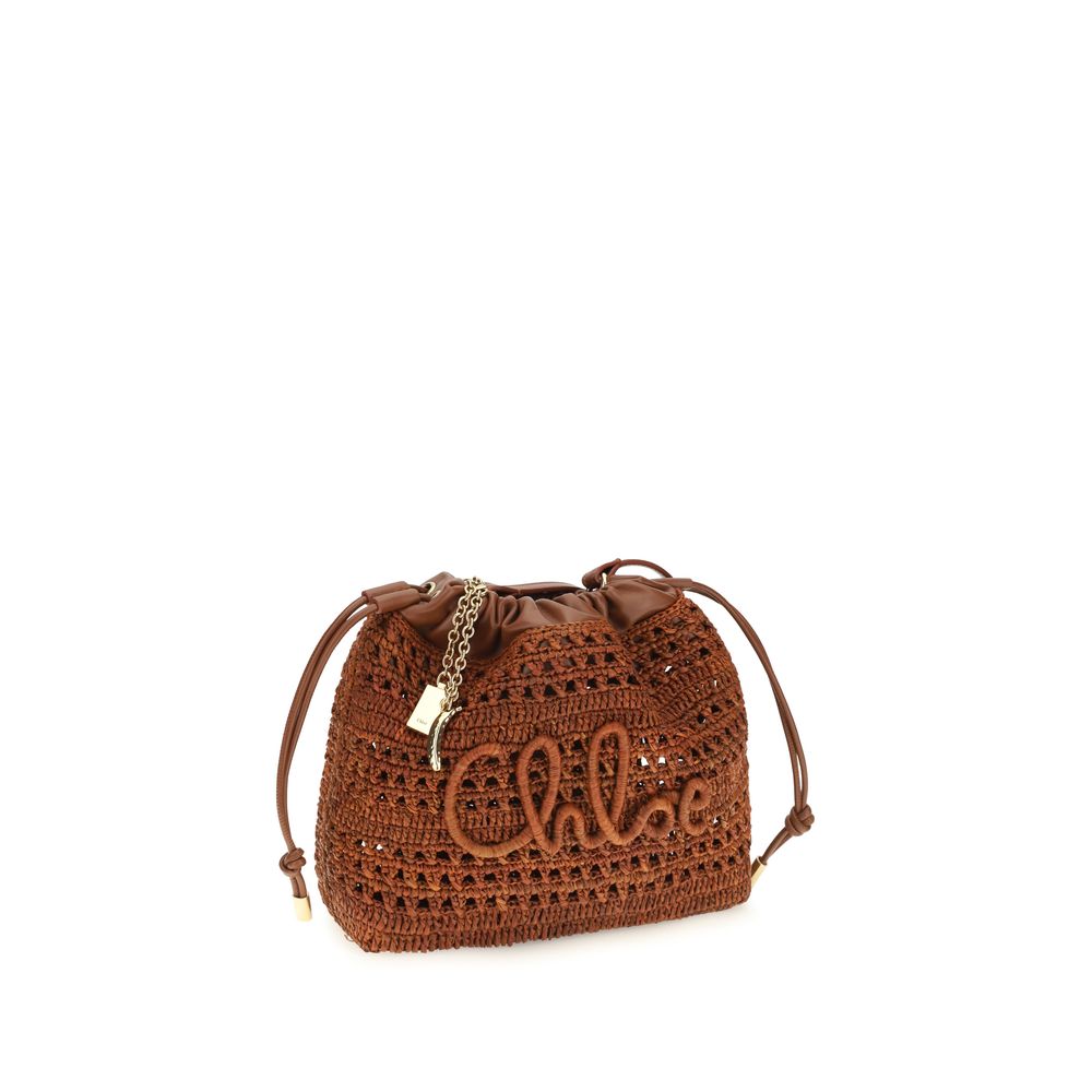 Chloé Brown Raffia Shoulder Bag