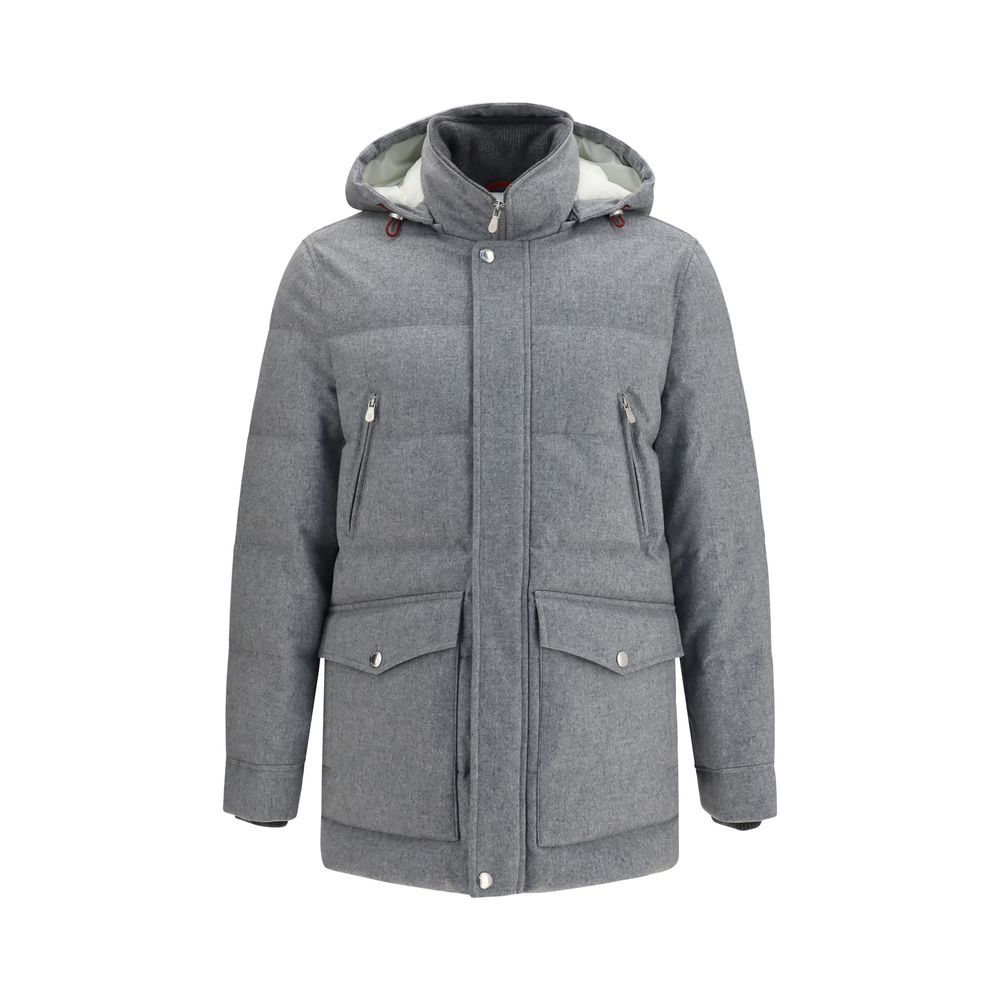 Brunello Cucinelli Gray Wool Oves Aries Full-Length Jacket