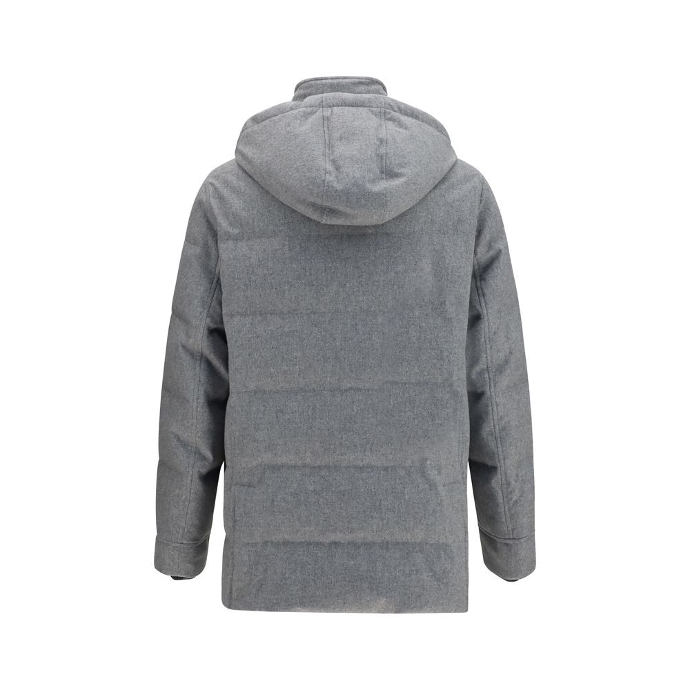 Brunello Cucinelli Gray Wool Oves Aries Full-Length Jacket
