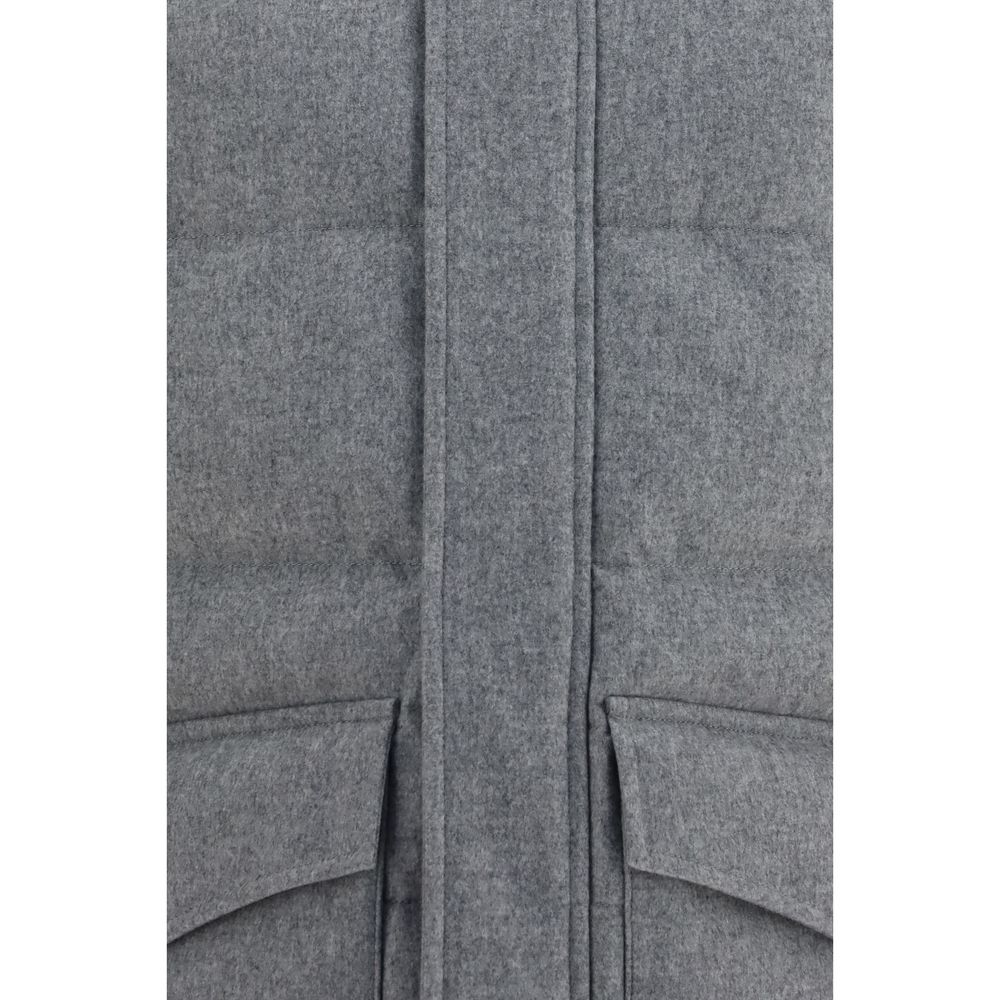 Brunello Cucinelli Gray Wool Oves Aries Full-Length Jacket