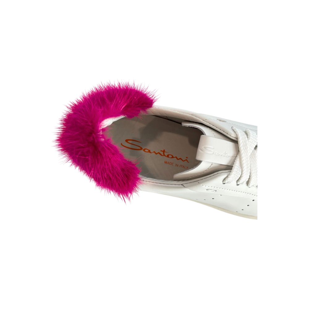 Santoni White Leather Women Sneakers