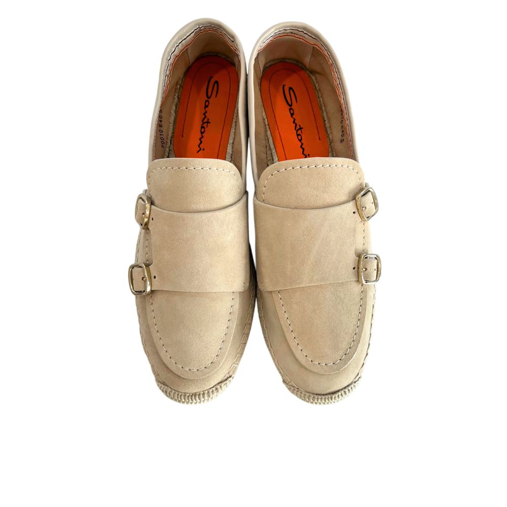 Santoni Beige Leather Women Sandal