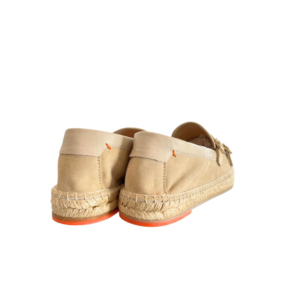 Santoni Beige Leather Women Sandal