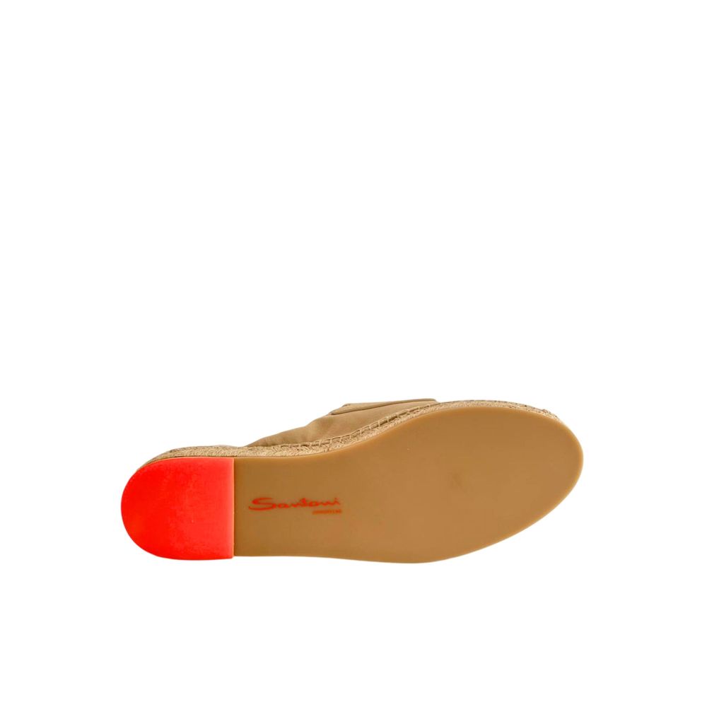Santoni Beige Leather Women Sandal